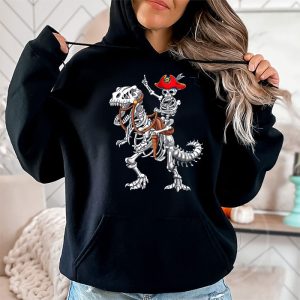 Skeleton Riding Mummy Dinosaur T Rex Kids Funny Halloween Hoodie 2 2