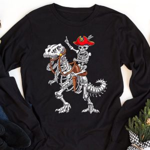 Skeleton Riding Mummy Dinosaur T Rex Kids Funny Halloween Longsleeve Tee 1 2