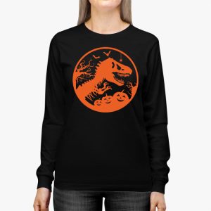 Skeleton Riding Mummy Dinosaur T Rex Kids Funny Halloween Longsleeve Tee 2 4