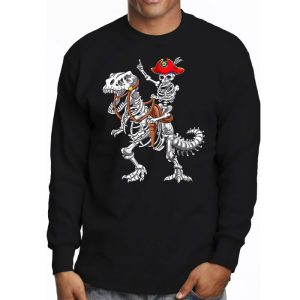 Skeleton Riding Mummy Dinosaur T Rex Kids Funny Halloween Longsleeve Tee 3 2