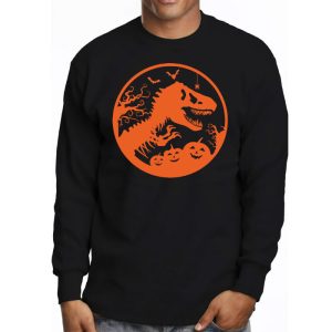 Skeleton Riding Mummy Dinosaur T Rex Kids Funny Halloween Longsleeve Tee 3 4