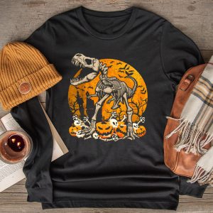 Funny Halloween Shirts Mummy Dinosaur T Rex Funny Halloween Longsleeve Tee
