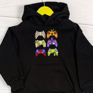 Skeleton Zombie Gaming Controllers Halloween For Gamer Boys Hoodie 1