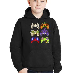 Skeleton Zombie Gaming Controllers Halloween For Gamer Boys Hoodie 3