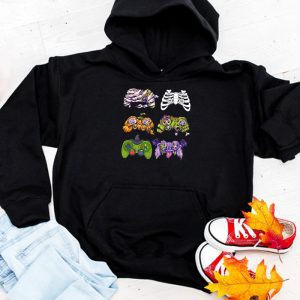 Skeleton Zombie Gaming Controllers Halloween For Gamer Boys Hoodie