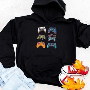 Funny Halloween Shirts Skeleton Zombie Gaming Controllers Gamer Boys Hoodie