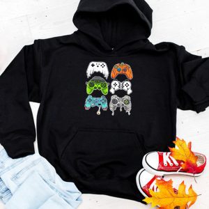 Funny Halloween Shirts Skeleton Zombie Gaming Controllers Gamer Boys Hoodie