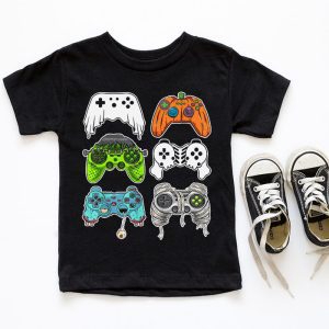 Skeleton Zombie Gaming Controllers Halloween For Gamer Boys T Shirt 1 3