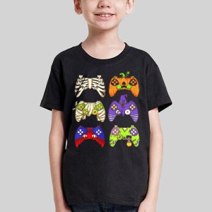 Skeleton Zombie Gaming Controllers Halloween For Gamer Boys T Shirt 2