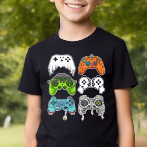 Skeleton Zombie Gaming Controllers Halloween For Gamer Boys T Shirt 3 3