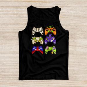 Funny Halloween Shirts Skeleton Zombie Gaming Controllers Gamer Boys Tank Top