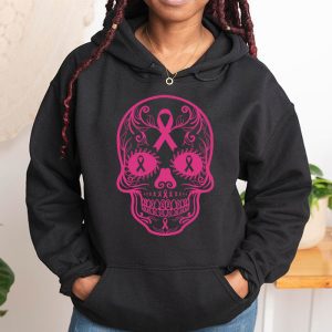 Sugar Skull Pink Ribbon Calavera Breast Cancer Awareness Hoodie 1 2