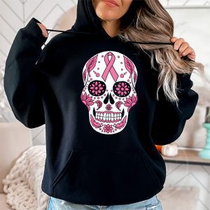 Sugar Skull Pink Ribbon Calavera Breast Cancer Awareness Hoodie 2 4