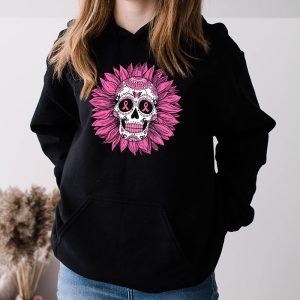 Sugar Skull Pink Ribbon Calavera Breast Cancer Awareness Hoodie 3 1