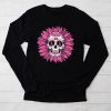Sugar Skull Pink Ribbon Calavera Breast Cancer Awareness Longsleeve Tee