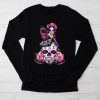 Sugar Skull Pink Ribbon Calavera Breast Cancer Awareness Longsleeve Tee