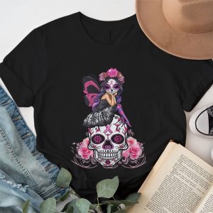 Sugar Skull Pink Ribbon Calavera Breast Cancer Awareness T Shirt 1 3