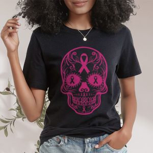 Sugar Skull Pink Ribbon Calavera Breast Cancer Awareness T Shirt 2 2