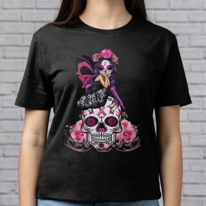 Sugar Skull Pink Ribbon Calavera Breast Cancer Awareness T Shirt 3 3