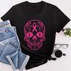 Sugar Skull Pink Ribbon Calavera Breast Cancer Awareness T-Shirt