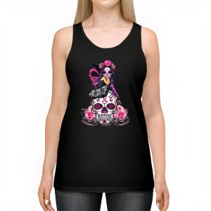 Sugar Skull Pink Ribbon Calavera Breast Cancer Awareness Tank Top 2 3