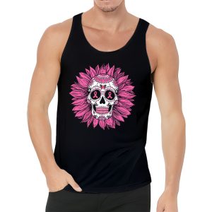 Sugar Skull Pink Ribbon Calavera Breast Cancer Awareness Tank Top 3 1