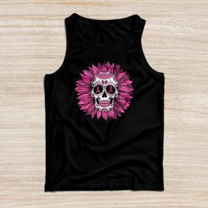 Halloween Shirt Ideas Sugar Skull Pink Ribbon Calavera Breast Cancer Awareness Tank Top