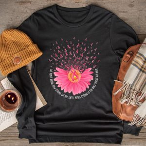 Sunflower Breast Cancer Awareness Pink Ribbon In October Longsleeve Tee 2 1