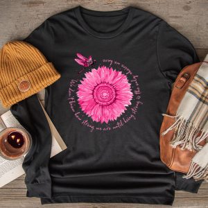 Sunflower Breast Cancer Awareness Pink Ribbon In October Longsleeve Tee 2 3