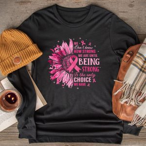 Sunflower Breast Cancer Awareness Pink Ribbon In October Longsleeve Tee 2