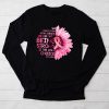 Sunflower Breast Cancer Awareness Pink Ribbon In October Longsleeve Tee