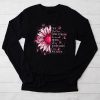 Sunflower Breast Cancer Awareness Pink Ribbon In October Longsleeve Tee