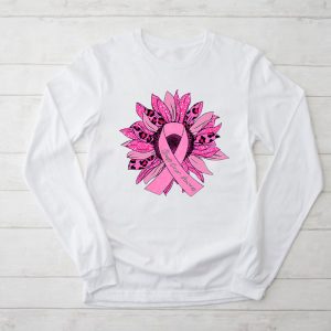 Sunflower Pink Breast Cancer Awareness Women Warrior Longsleeve Tee 2 1