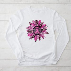 Sunflower Pink Breast Cancer Awareness Women Warrior Longsleeve Tee 2 4