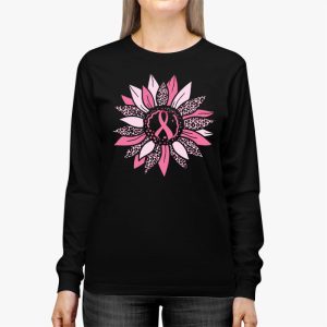 Sunflower Pink Breast Cancer Awareness Women Warrior Longsleeve Tee 3 2