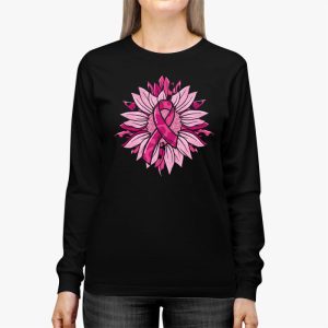 Sunflower Pink Breast Cancer Awareness Women Warrior Longsleeve Tee 3 3