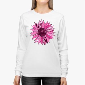 Sunflower Pink Breast Cancer Awareness Women Warrior Longsleeve Tee 3