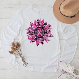 Sunflower Pink Breast Cancer Awareness Women Warrior Longsleeve Tee 4 1