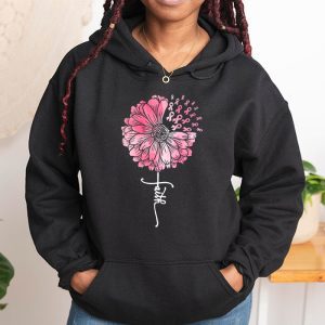 Sunflower Pink Ribbon Faith Breast Cancer Awareness Womens Hoodie 1 1