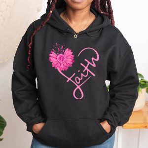 Sunflower Pink Ribbon Faith Breast Cancer Awareness Womens Hoodie 1 2