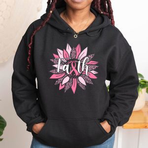 Sunflower Pink Ribbon Faith Breast Cancer Awareness Womens Hoodie 1 3