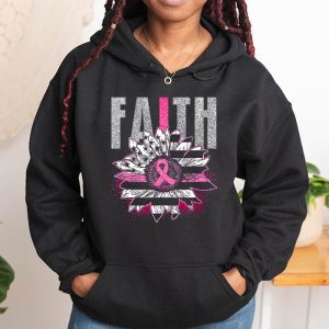 Sunflower Pink Ribbon Faith Breast Cancer Awareness Womens Hoodie 1