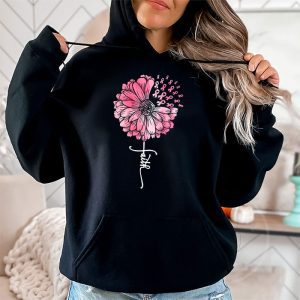 Sunflower Pink Ribbon Faith Breast Cancer Awareness Womens Hoodie 2 1