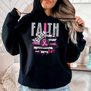 Sunflower Pink Ribbon Faith Breast Cancer Awareness Womens Hoodie 2