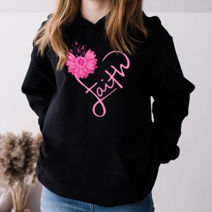 Sunflower Pink Ribbon Faith Breast Cancer Awareness Womens Hoodie 3 2