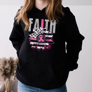 Sunflower Pink Ribbon Faith Breast Cancer Awareness Womens Hoodie 3