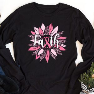 Sunflower Pink Ribbon Faith Breast Cancer Awareness Womens Longsleeve Tee 1 3