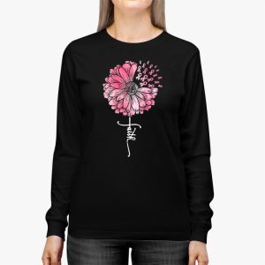 Sunflower Pink Ribbon Faith Breast Cancer Awareness Womens Longsleeve Tee 3 1