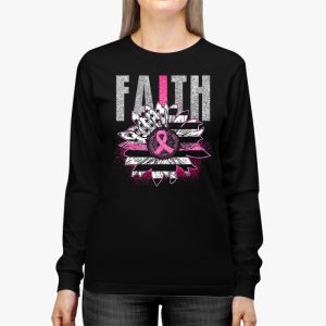 Sunflower Pink Ribbon Faith Breast Cancer Awareness Womens Longsleeve Tee 3