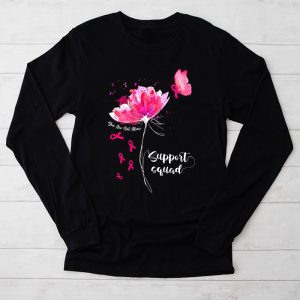 Support Squad Breast Cancer Awareness Pink Ribbon Butterfly Longsleeve Tee